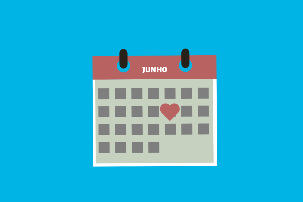 calendário de dia dos namorados em junho
