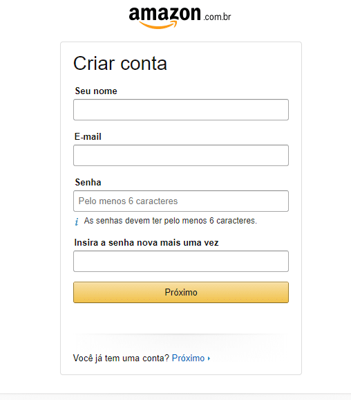 cadastro amazon