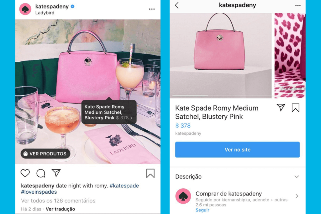 instagram shopping exemplo