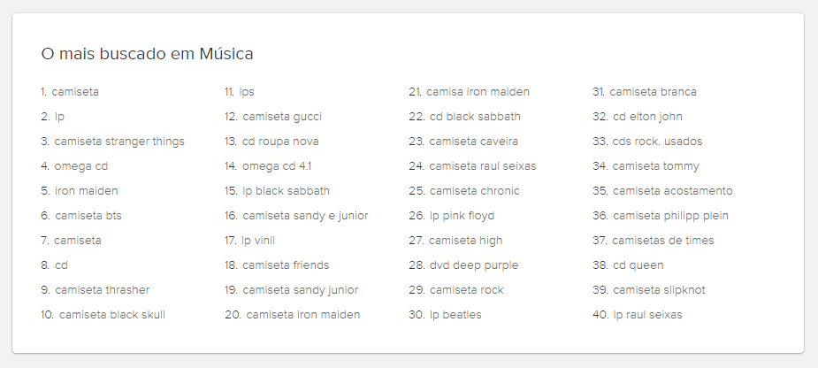 40 produtos mais vendidos na categoria musica