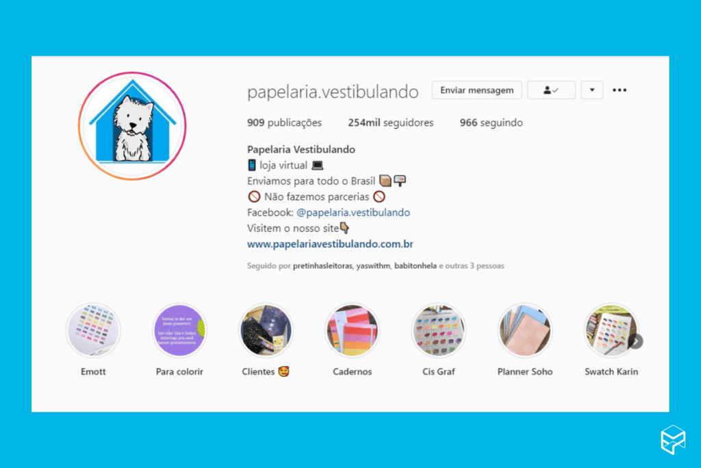 Instagram da Papelaria Vestibulando