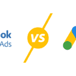 Símbolo do Facebook Ads contra o símbolo do Google Ads