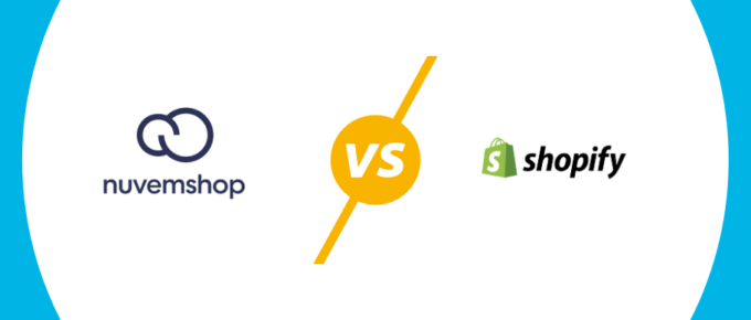 Logo das marcas Nuvemshop e Shopify separadas por um elemento de VS.