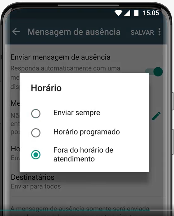 mensagem automática no WhatsApp