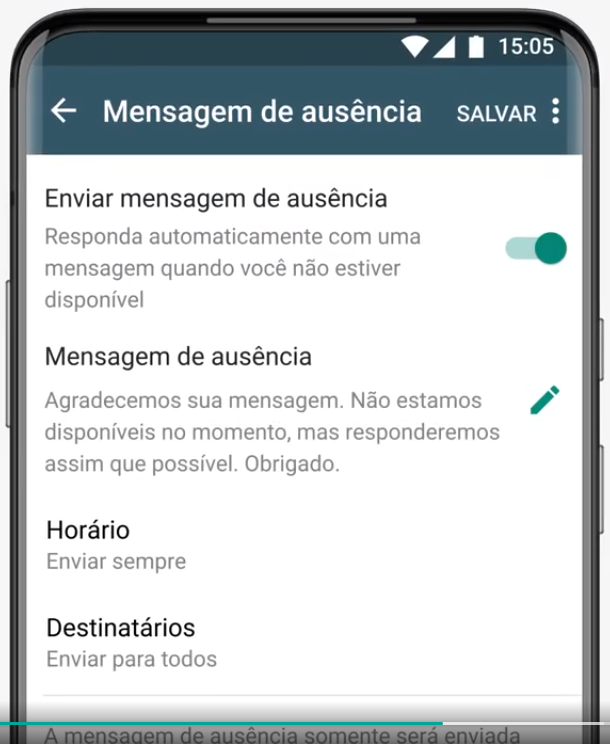 mensagem automática no WhatsApp