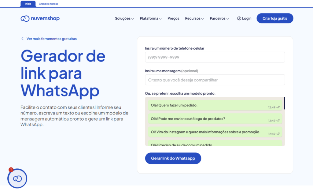 como criar um link do whatsapp