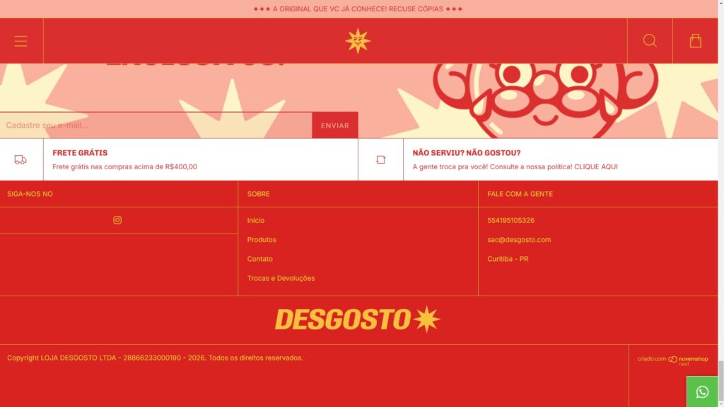 como criar rodapé na nuvemshop