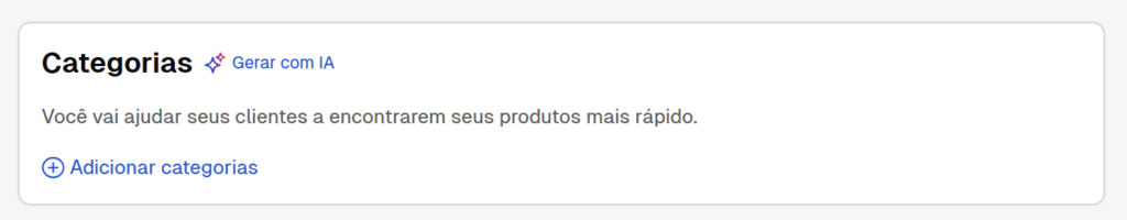 como adicionar categorias na Nuvemshop
