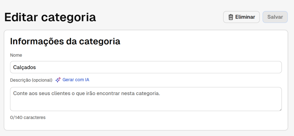 como adicionar categorias na Nuvemshop