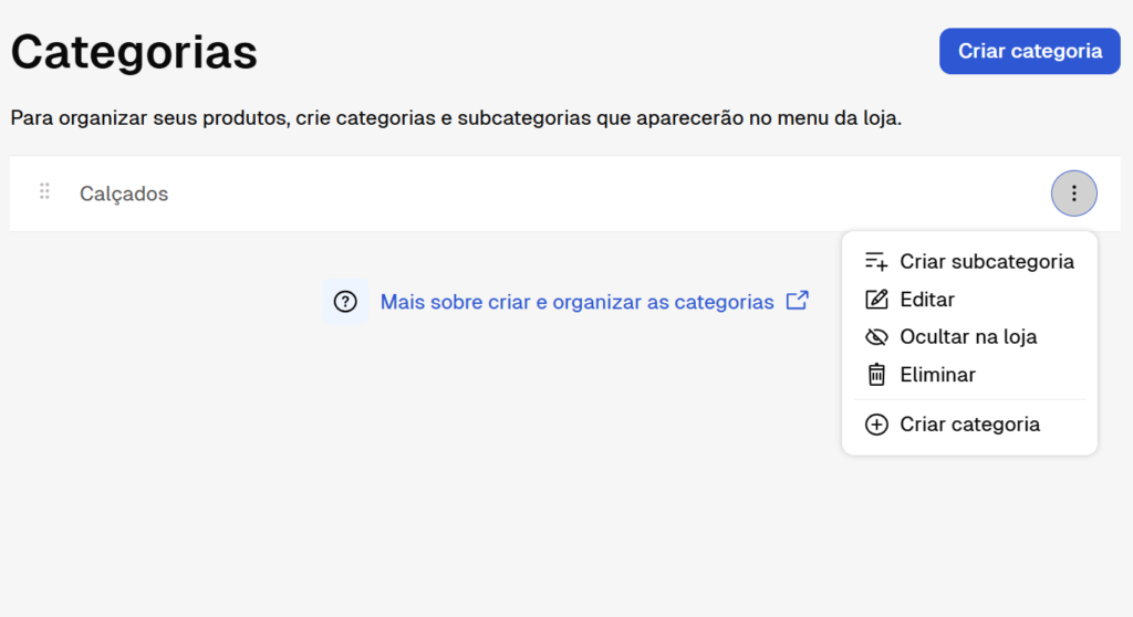 como adicionar categorias na Nuvemshop