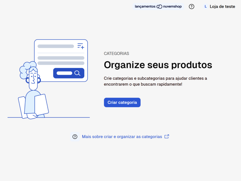 como adicionar categorias na Nuvemshop
