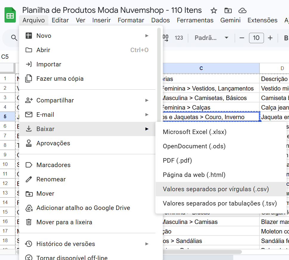como adicionar categorias na Nuvemshop