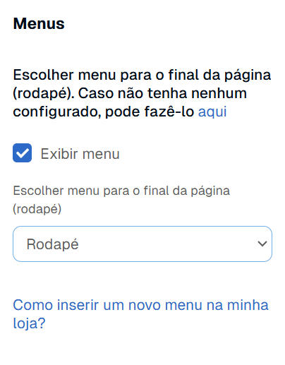 como criar rodapé na nuvemshop