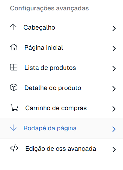 como criar rodapé na nuvemshop